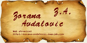 Zorana Avdalović vizit kartica